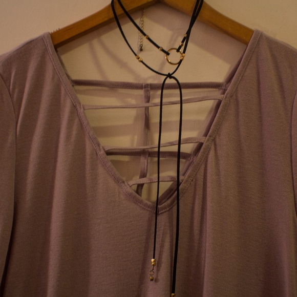 Pale Purple Caged Back Quarter Sleeved Sweater - Picture 4 of 7